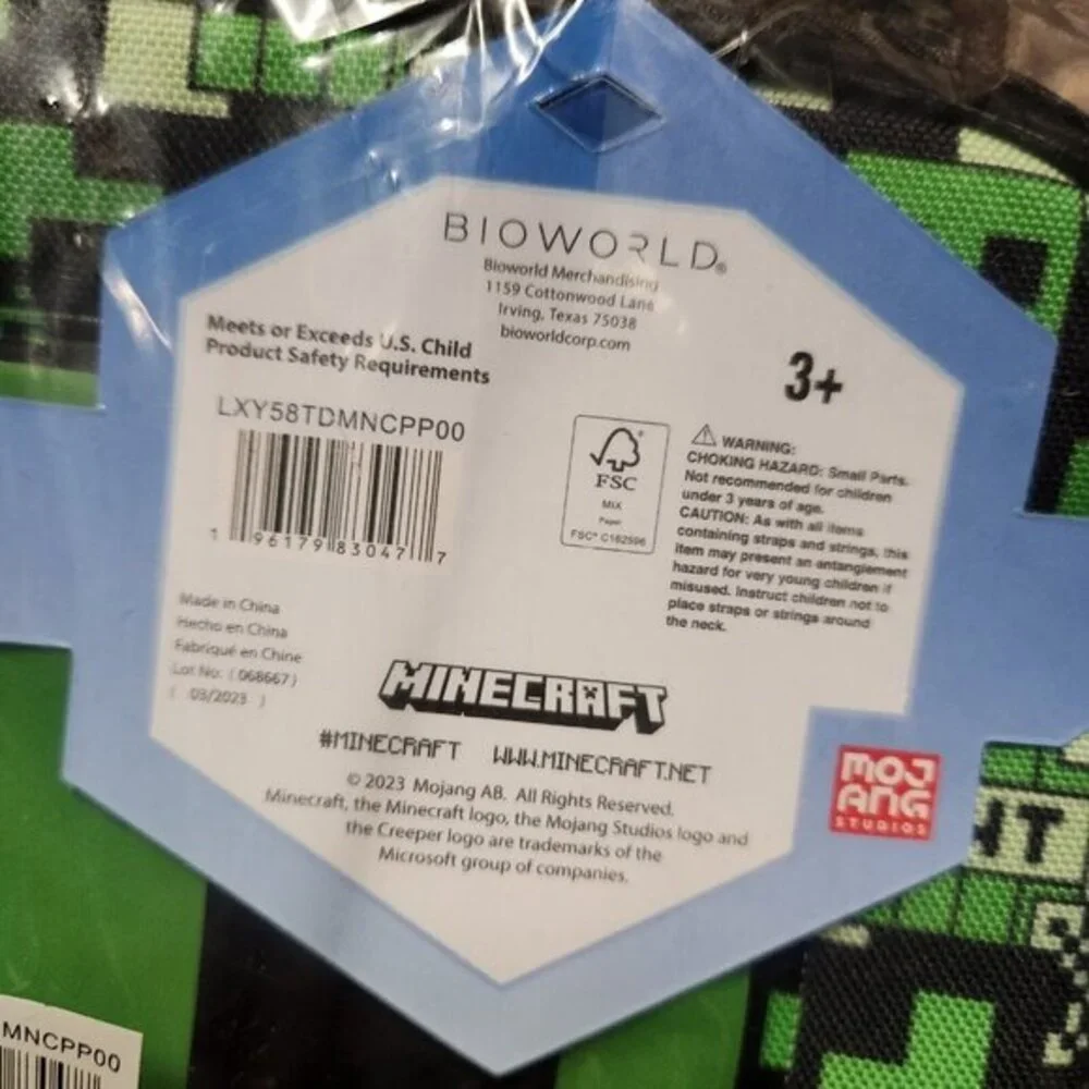 Minecraft Lunch Bag Peeking In Lunch Box with Side Pocket NWT Gift Present Schoo